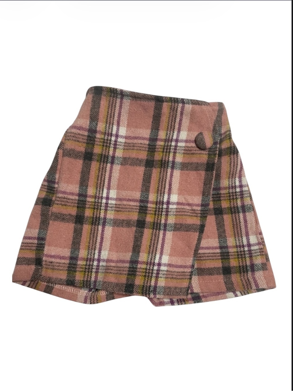 Toddler Girl Plaid Fleece Faux Wrap Skorts in Pink and Black